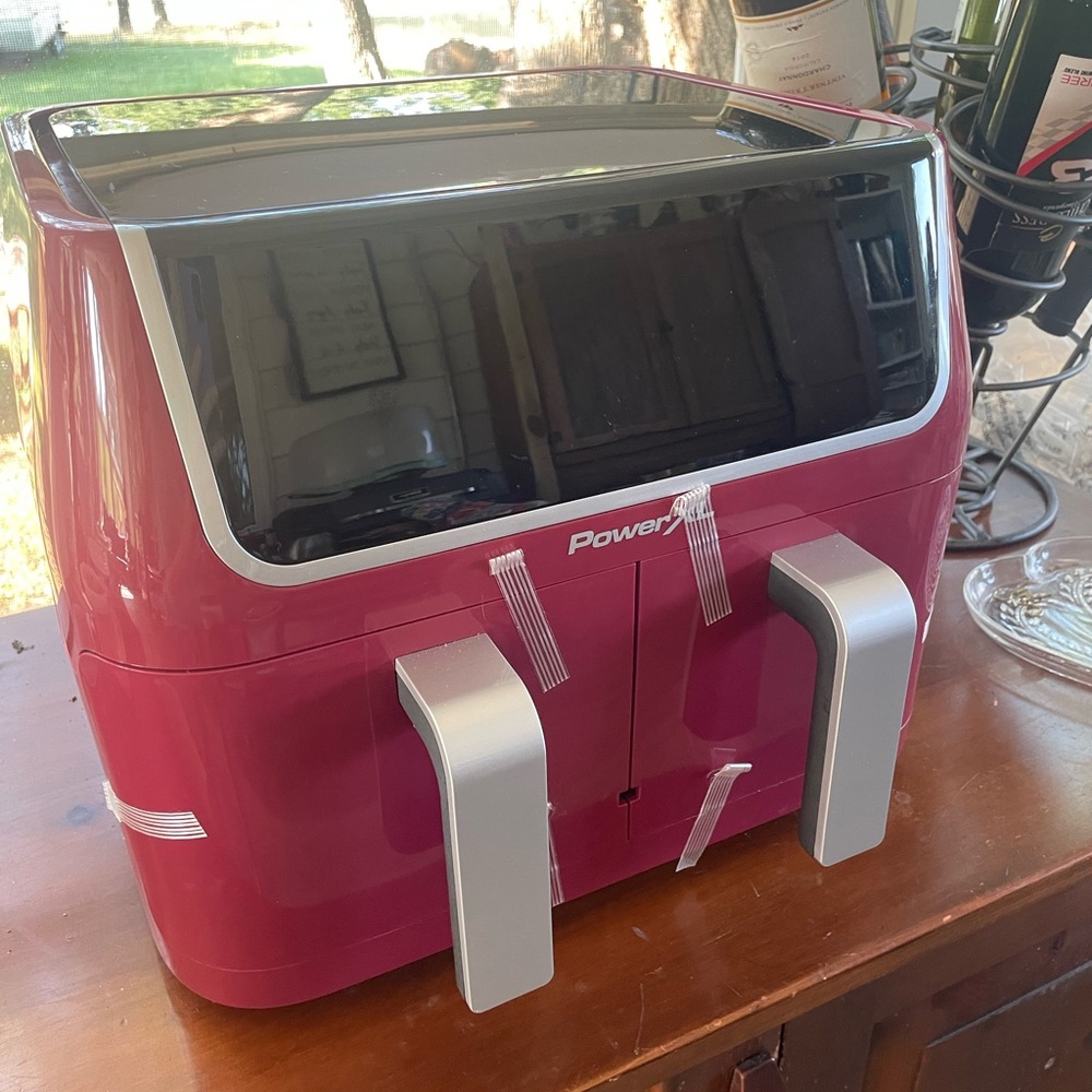 Power XL dual basket Air Fryer in Red and Silver